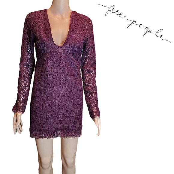 Free People Honey Honey Mini Dress NWT Purple Size 8 - Picture 1 of 16